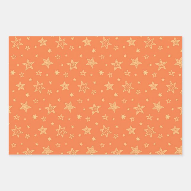 Stars pattern wrapping paper sheet (Front)