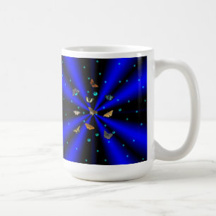 Stars, Pearls and Butterfly on black and blue Coffee Mug
