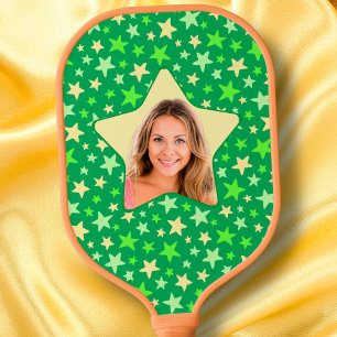Stars Pickleball Star Player Green Custom Photo Paddle