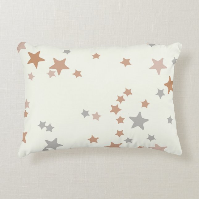 Stars pillow in neutral pink and grey (Front)