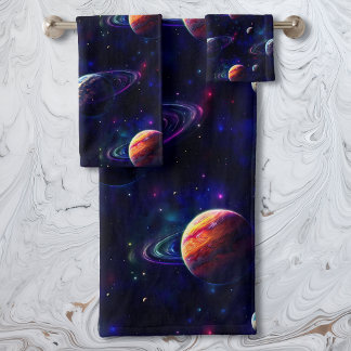 Stars, Planets, Galaxy, Outer space Themed Bath Towel Set