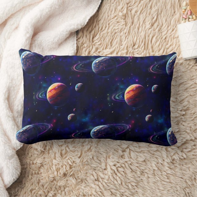Stars, Planets, Galaxy, Outer space Themed Lumbar Pillow (Blanket)