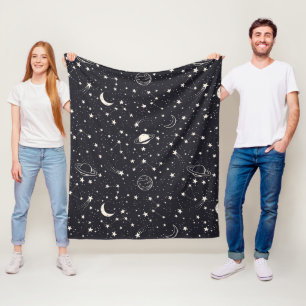 Stars & Planets Pattern Fleece Blanket