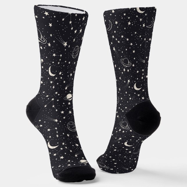 Stars & Planets Pattern Socks (Angled)