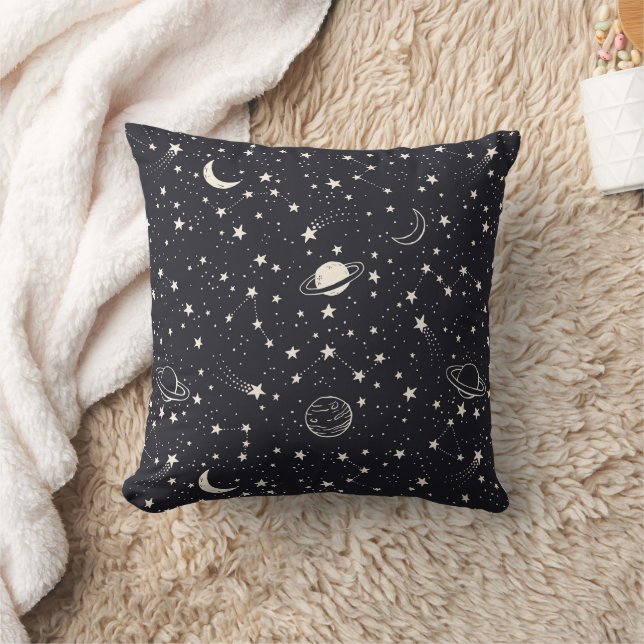 Stars & Planets Pattern Throw Pillow (Blanket)