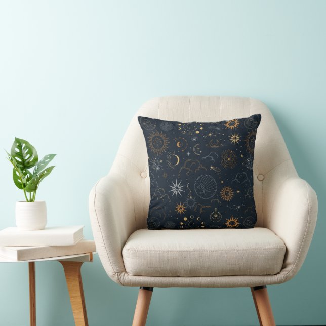 Stars & Planets Pattern Throw Pillow (Chair)