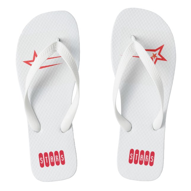 Stars Printed Text Men Women Stylish-Sandals Flip Flops (Footbed)