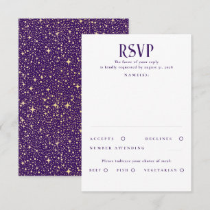 Stars Purple and Gold Wedding RSVP