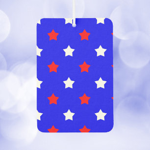 Stars Red and White Pattern Blue Background Air Freshener