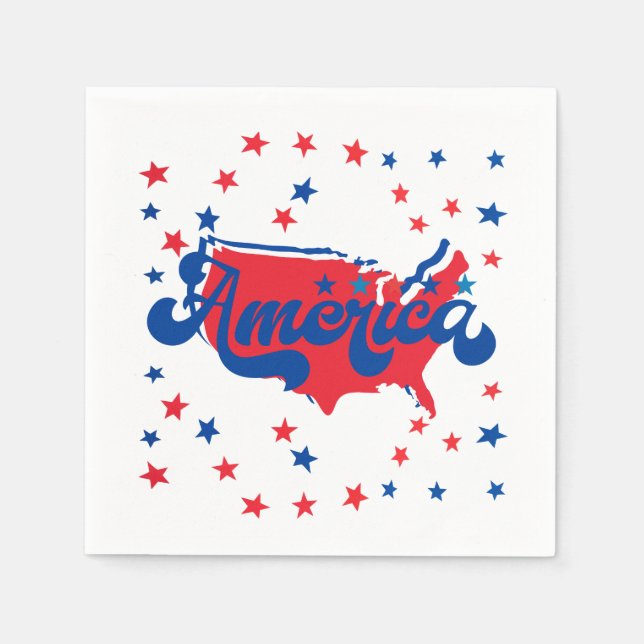 Stars Red White and Blue America Napkin (Front)
