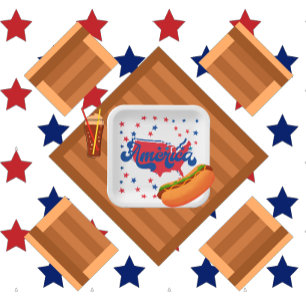 Stars Red White and Blue America Paper Plate
