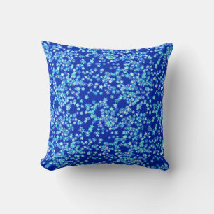Stars, shades of pale blue against dark blue throw pillow