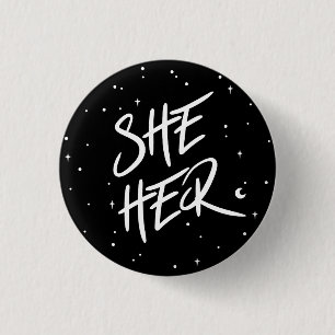 Stars She/Her Pronouns 1 Inch Round Button