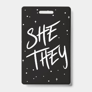Stars She/They Pronouns  Badge