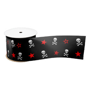 Stars, Skulls and Crossbones Satin Ribbon
