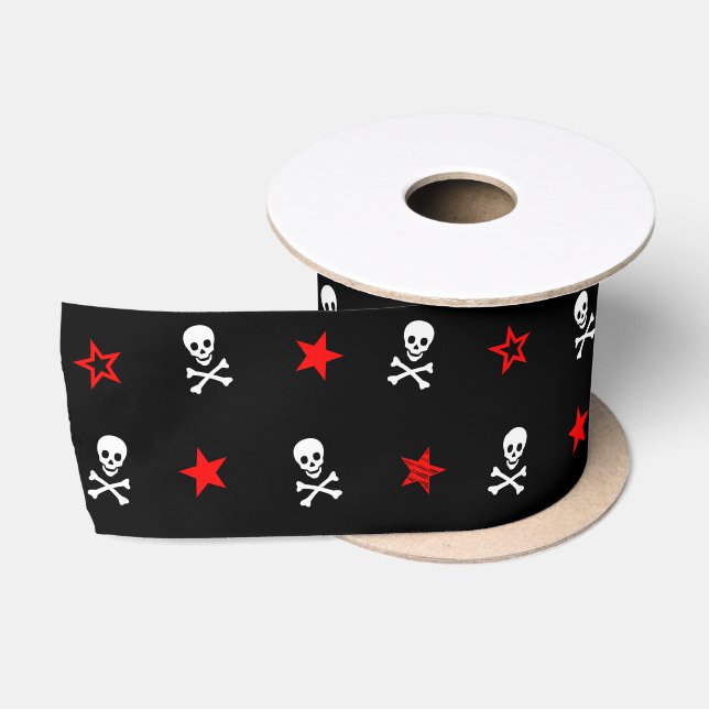 Stars, Skulls and Crossbones Satin Ribbon (Spool)