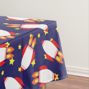Stars Space Rocket Cute First Birthday Table Cloth