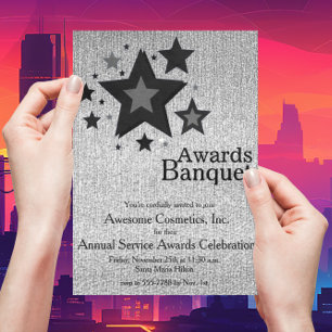 Stars Sparkle Silver Business Event Party Invite
