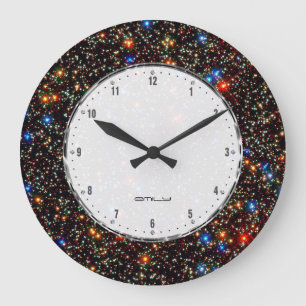 Stars & Sparkles Cool Deep Space Pattern Large Clock