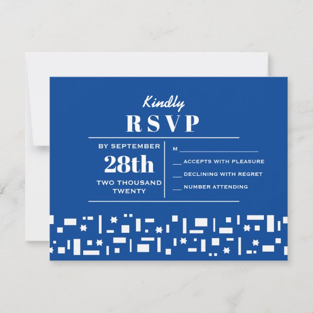 Stars & Squares Bar Bat Mitzvah Invitation RSVP (Front)