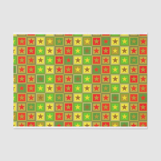 Stars & Squares Pattern + your text Tissue Paper (Front)