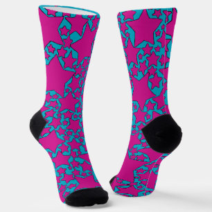 Stars, Stars, Stars in Turquoise and Hot Pink Socks