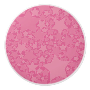 Stars, Stars, Stars - Pink Ceramic Knob