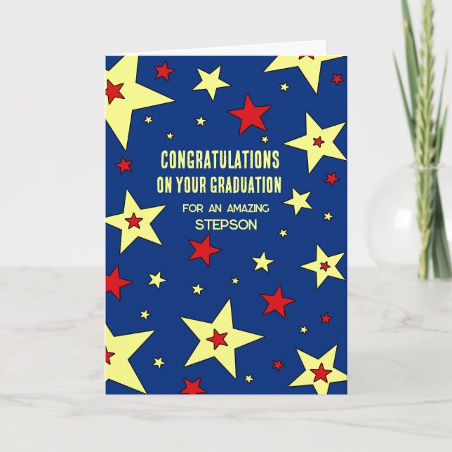 Stars Stepson Congratulations Graduation Card (Front)