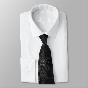 Stars Sterne Europe EU flag Art Deco flowers decor Tie