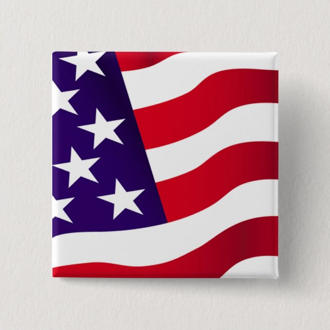 Stars & Stripes 2 Inch Square Button (Front)