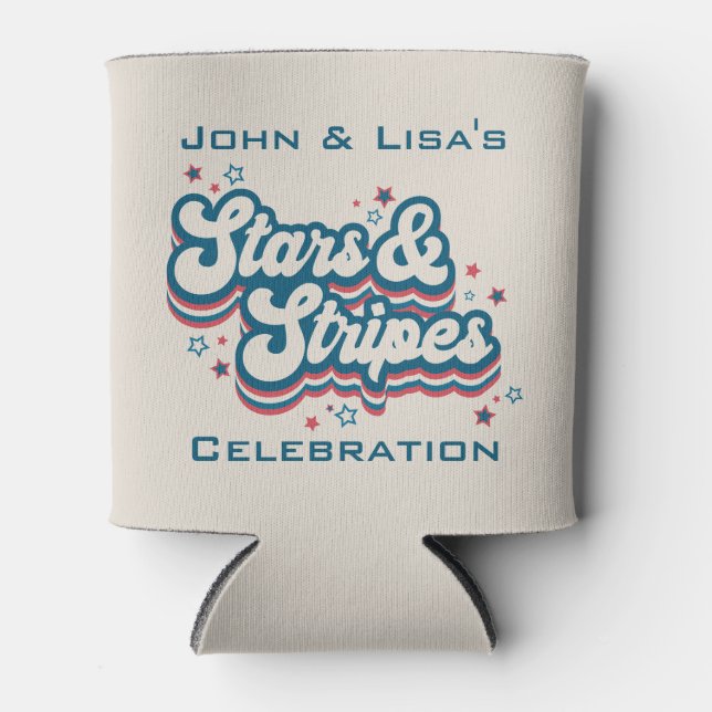 Stars & Stripes - 4th of July  Can Cooler (Front)