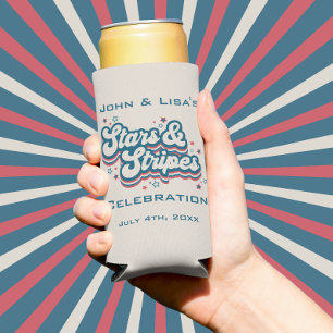 Stars & Stripes - 4th of July  Seltzer Can Cooler