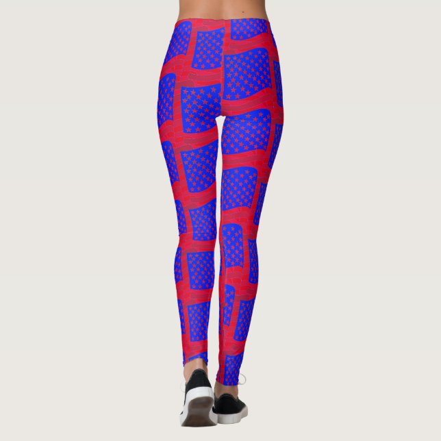 Stars & Stripes  Abstract Active Lady Leggings (Back)