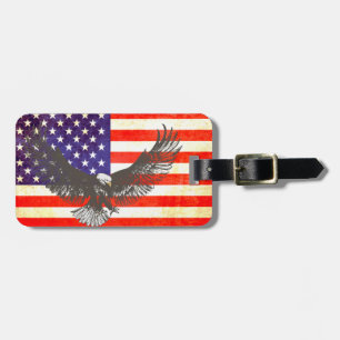 Stars & stripes America flag & eagle luggage tag