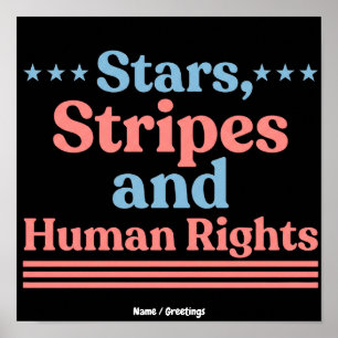 Stars Stripes and Human Rights Retro Feminist Poster
