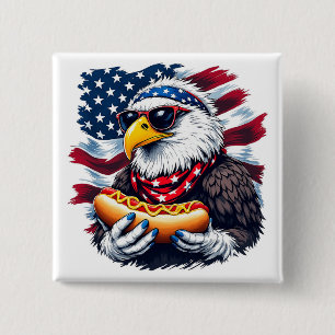 Stars, Stripes, and Sizzling Bites 2 Inch Square Button