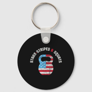 Stars Stripes And Squad Workout Gym Usa Flag 4th J Keychain