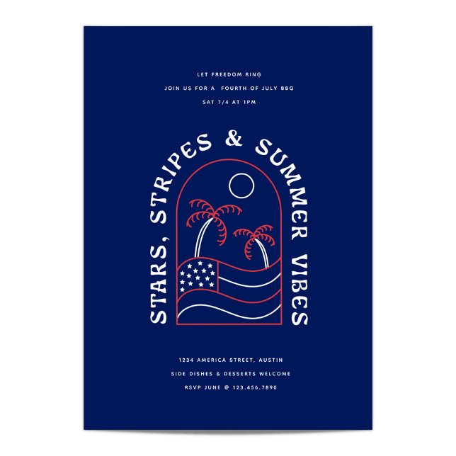 Stars Stripes and Summer Vibes July 4th BBQ Party Invitation (Creator Uploaded)