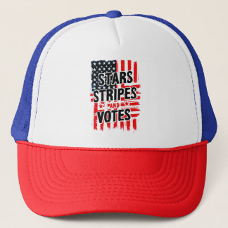 Stars, Stripes, and Votes with american flag Trucker Hat