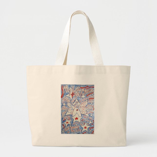 Stars & Stripes Angel Large Tote Bag (Front)