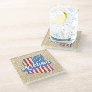 Stars & Stripes Arizona Silhouette Glass Coaster