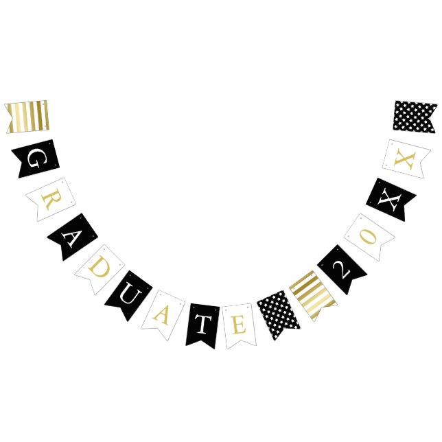 Stars & Stripes | Black White Gold | Graduate Bunting Flags (All)