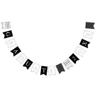 Stars & Stripes Black White Silver Graduate Bunting Flags