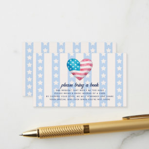 Stars & Stripes Book Request Boy Baby Shower Enclosure Card