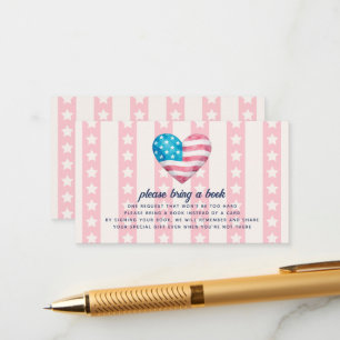 Stars & Stripes Book Request Girl Baby Shower Enclosure Card