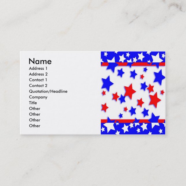 STARS & STRIPES CARTE DE VISITE ROUGE, BLANC & BLE (Devant)