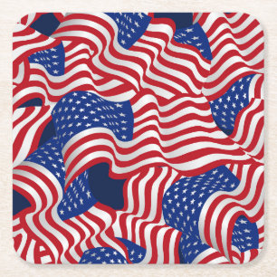 Stars & Stripes Celebration Square Paper Coaster