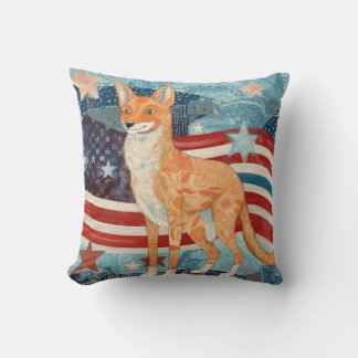 Stars & Stripes Coyote Throw Pillow