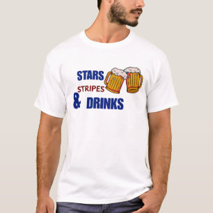 Stars Stripes & Drinks Funny Patriotic 4th of July T-Shirt