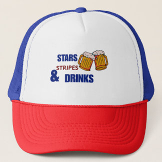 Stars Stripes & Drinks Funny Patriotic 4th of July Trucker Hat